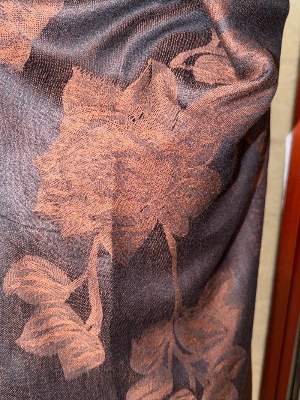 Pashmina Scarf Wrap Brown Black Floral - Picture 11 of 12